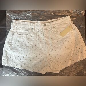 Blank NYC White Jean Shorts with Polka Dot Pattern
